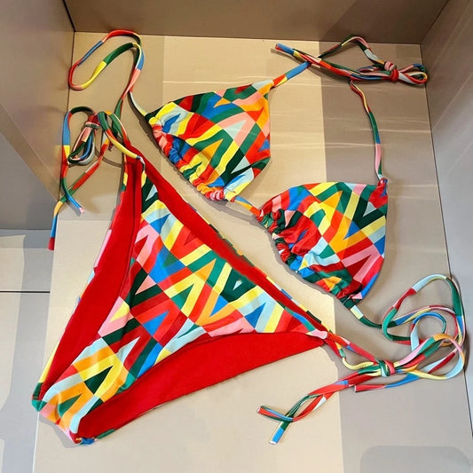 Luxury Designer Bikini Set for Women – 2025 Summer Printed 2-Piece Swimsuit, Sexy Tankini Style Beachwear
