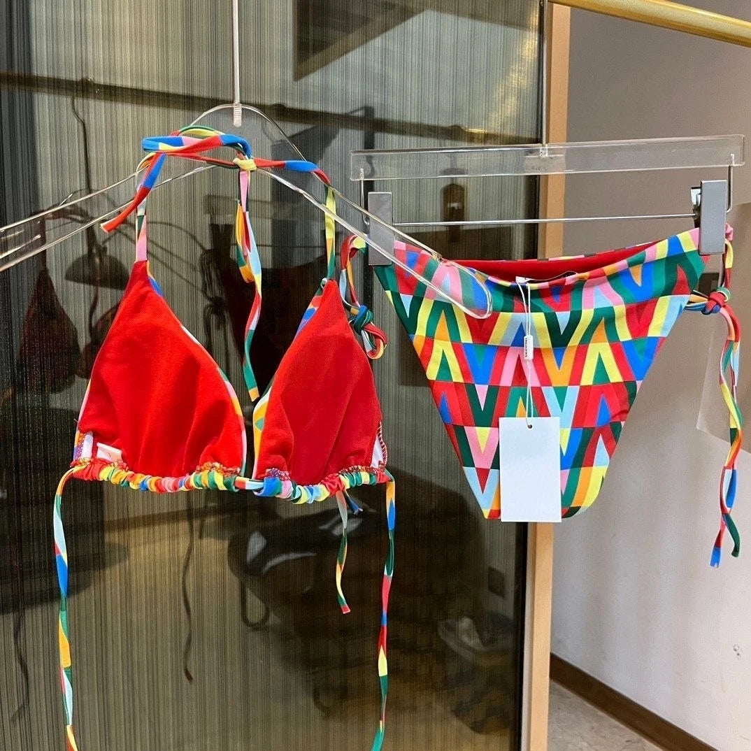 Luxury Designer Bikini Set for Women – 2025 Summer Printed 2-Piece Swimsuit, Sexy Tankini Style Beachwear